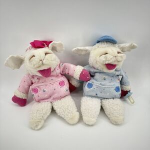 Vintage Baby Lamb Chop Puppets Boy And Girl Plush GUC 16" Shari Lewis 90s